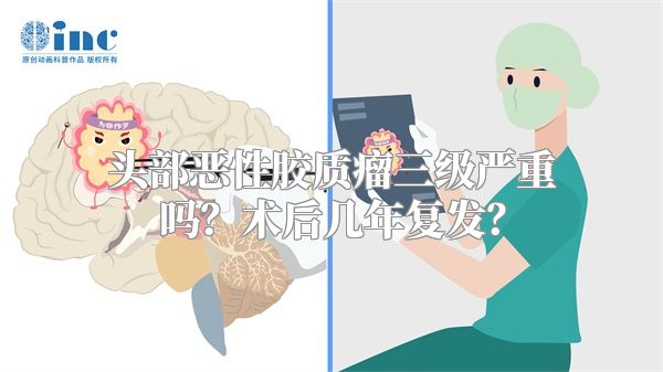 头部恶性胶质瘤三级严重吗？术后几年复发？