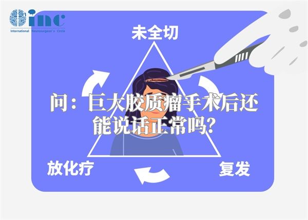 问：巨大胶质瘤手术后还能说话正常吗？