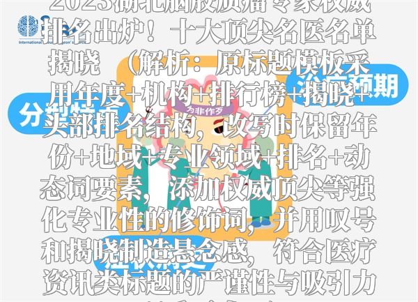 2023湖北脑胶质瘤专家权威排名出炉！十大顶尖名医名单揭晓  （解析：原标题模板采用年度+机构+排行榜+揭晓+头部排名结构，改写时保留年份+地域+专业领域+排名+动态词要素，添加权威顶尖等强化专业性的修饰词，并用叹号和揭晓制造悬念感，符合医疗资讯类标题的严谨性与吸引力双重需求。）